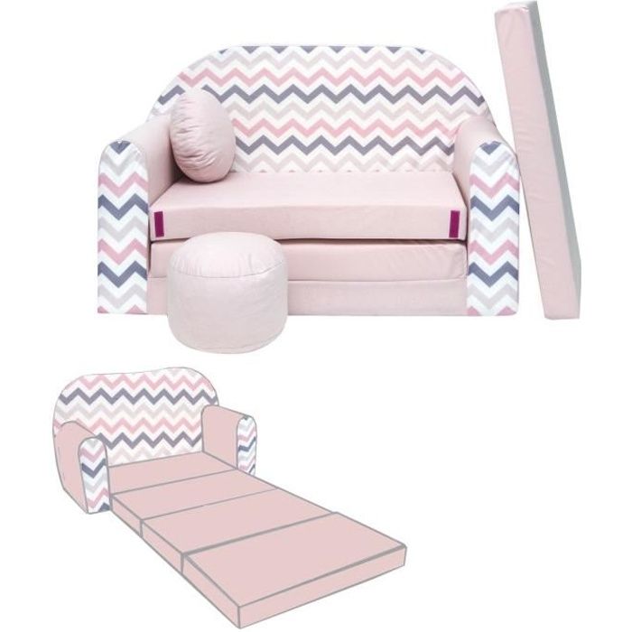 Canapé Convertible Enfant 9 Pièces Modulable - Conforme Européenne Mousse Haute Densité - Design Floral