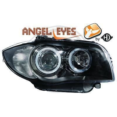 1280580 , Paire de Feux Phares angel eyes noir pour BMW Serie 1 , Coupe , Cabriolet , Berline E81 - 82 - 87 - 88 de 2004 a 2011