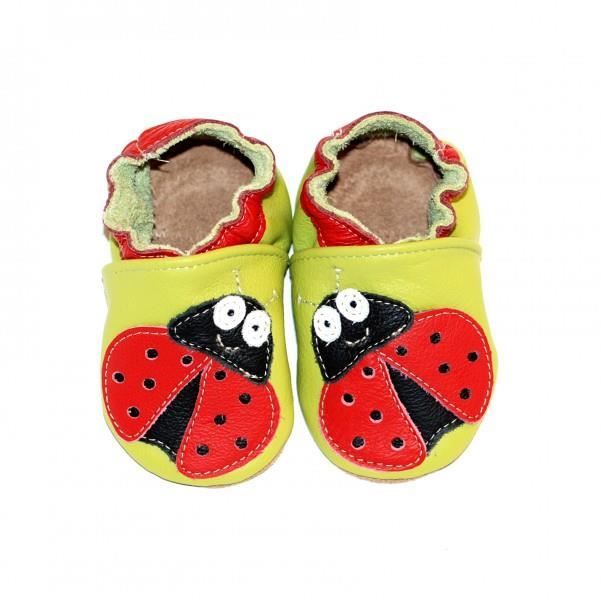 Chaussons cuir souple coccinelle