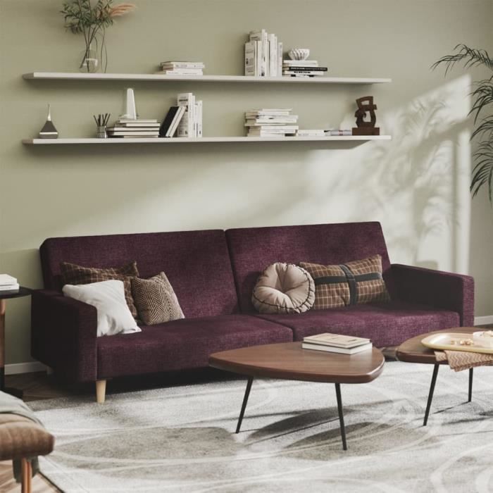 jili sale® lit de jour contemporain, sofa canapé à 2 places violet tissu j*567