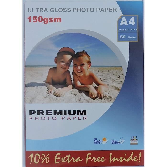 100 Feuilles De Papier Photo Premium Brillant A4 (210mm x 297mm