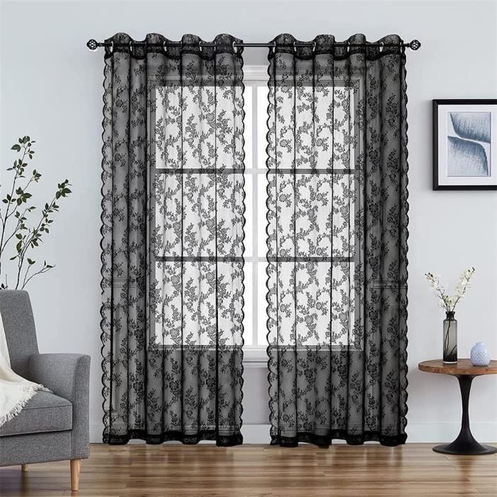 2 Rideaux Voilage CUCRAF 140x225cm - Lin Et Polyester Semi-Transparent, Naturel, Avec Oeillets