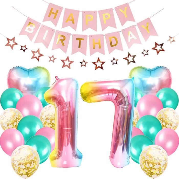 Décoration D'Anniversaire 17 Ans Fille, Couleur Ballon 17 Ans