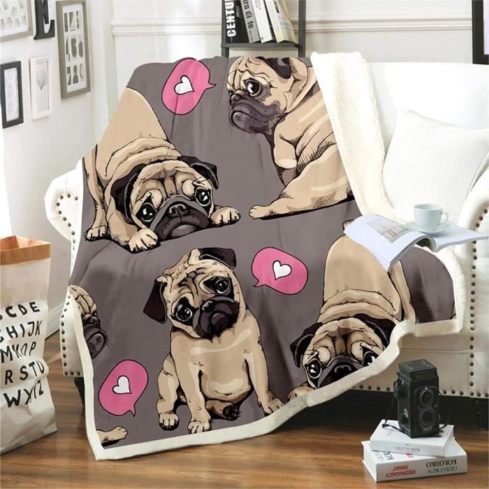 Couverture en Laine Dessin Animé Mignon Animal Chien Couvertures Et