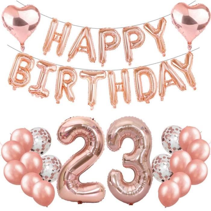 Feelairy 23 Ans Anniversaire Decoration Or Rose Kit 23eme Anniversaire Decor Ballons En Aluminium Geant Cdiscount Maison