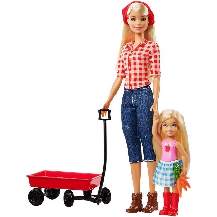 Barbie Famille Coffret poupée blonde promène ses chiots, deux figurines  animaux et accessoires, jouet pour enfant, GHV92