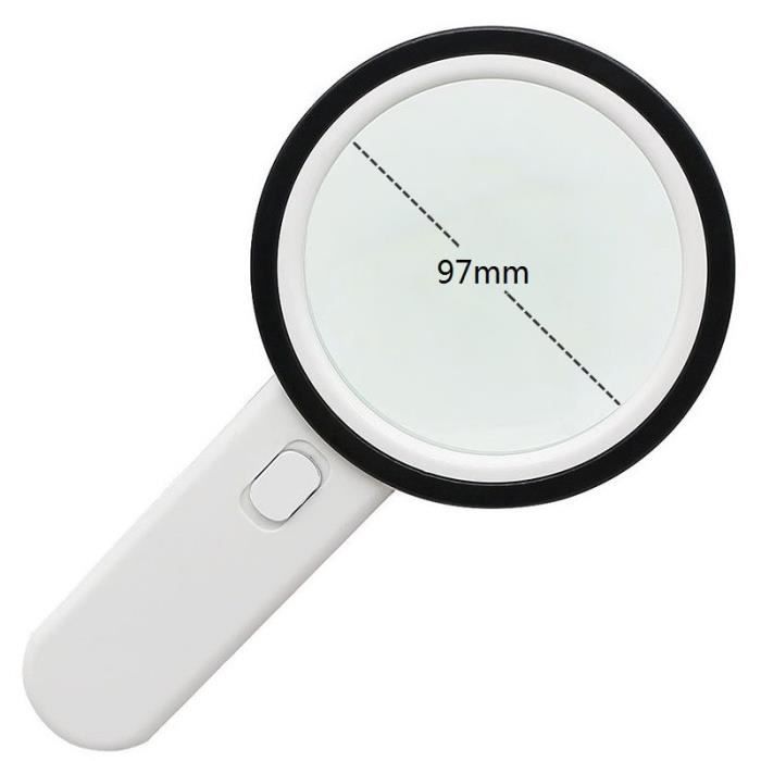 Grande Loupe 13,2 Cm Avec 37 LED - Grossissement 10x 25x 45x, 3 Modes Éclairage, Pour Lecture Et Inspection Personnes Âgées