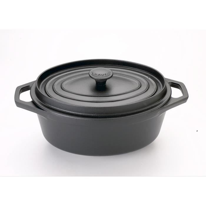 COCOTTE FONTE EMAILLEE NOIRE RONDE TOUS FEUX 5,8 L Ø 28 cm 6 à 7 couverts 198.76 