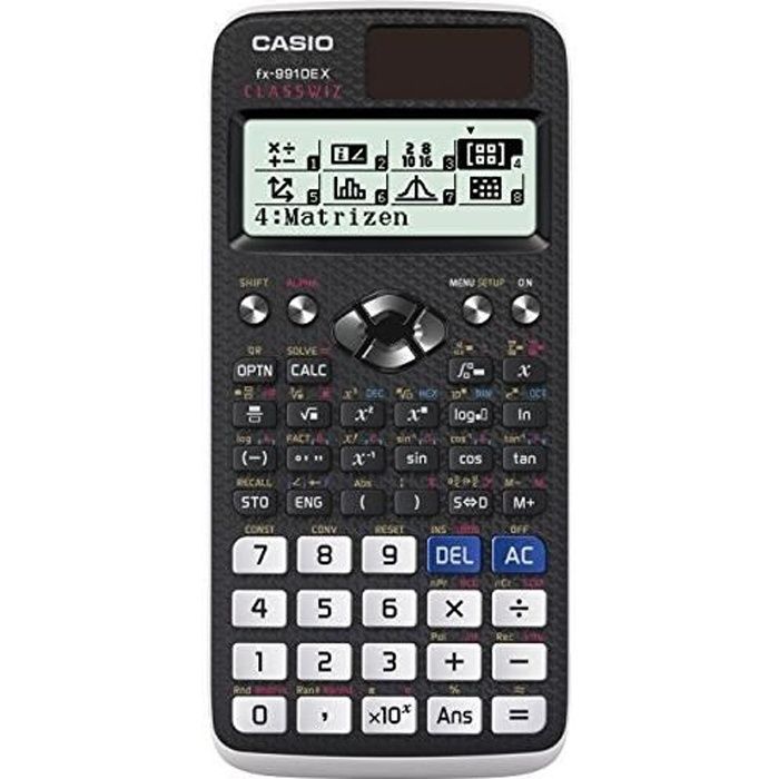Casio FX-991DE X — calculatrice scientifique noire alimentation solaire et batterie