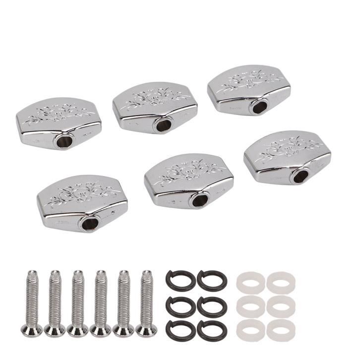 Lot De 6 Boutons De Réglage (mécaniques) Guitare Perle Blanche - Forme Ovale, Avec Vis, Pour Remplacement - 11