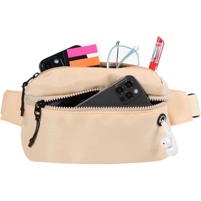 Sac Banane Imperméable Homme/femme - 3 Poches Zippées - Prise Casque - Sangle Réglable 88-126 Cm - Tissu Oxford Léger