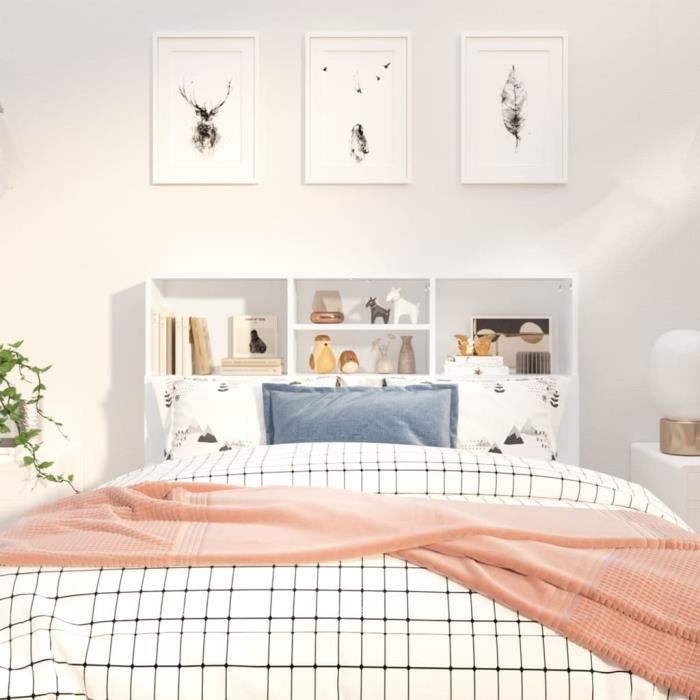 Armoire de tête de lit - FAFEICY - Blanc - 120 cm - Contemporain - Design