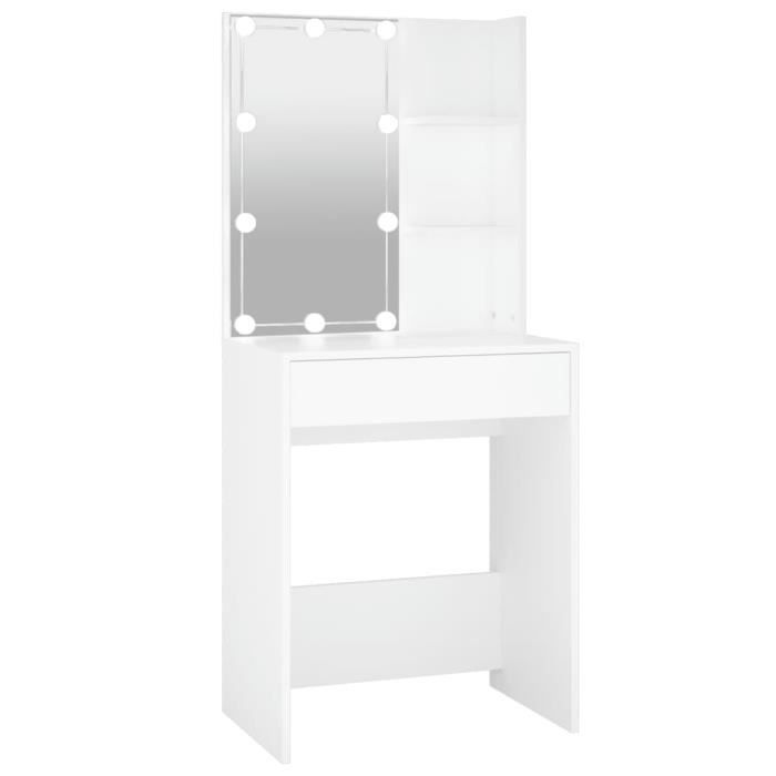 Coiffeuse - GAROSA - 7393155165711 - Blanc - Bois dingénierie - LED avec USB