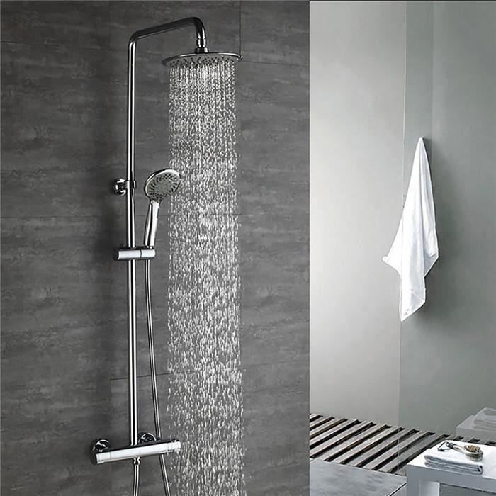 Homelody Colonne de Douche Thermostatique Ensemble de Douche R/églable en Hauteur 800-1200mm Syst/ème de Douche Douchette 3 Jets Pommeau Picots Anti-Calcaire