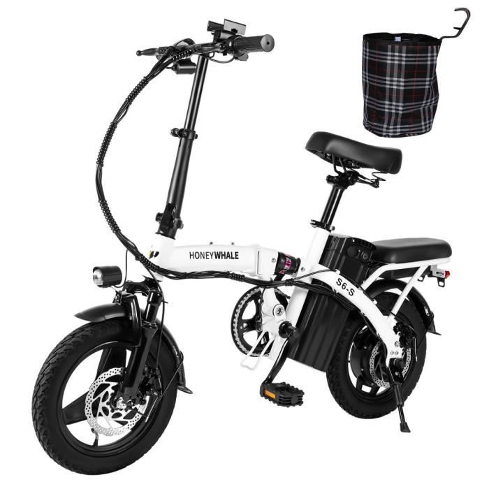 Vélo électrique Honey Whale S6-S - Moteur 350W Batterie 48V10.4AH Autonomie 40KM Freins à Disque - Blanc
