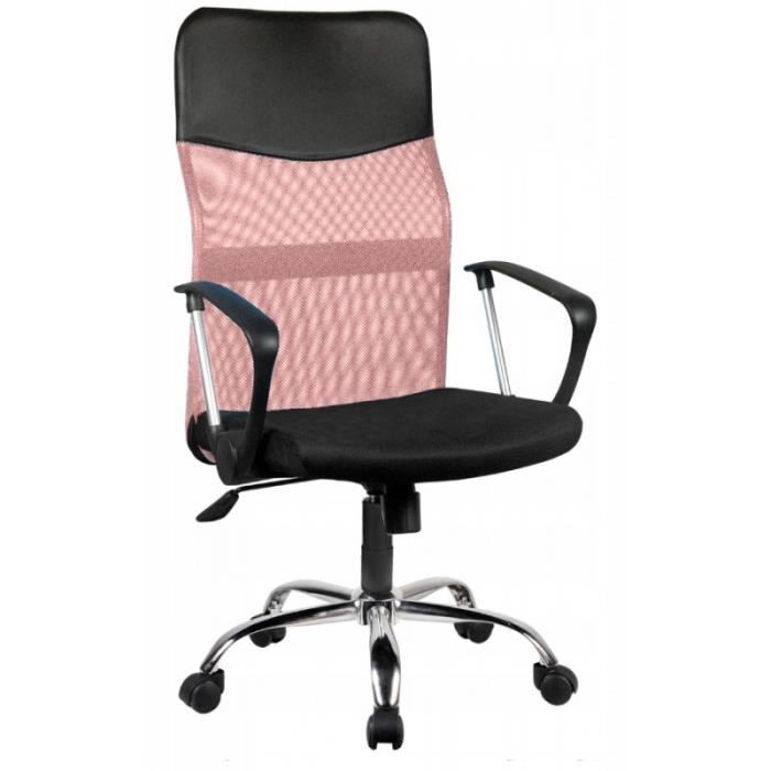 fauteuil ergonomique avec accoudoirs - nime - maille aérée - rose 61x50x107,5