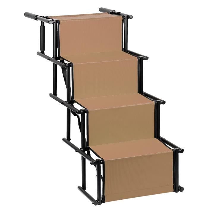 Meilleurs prix pour Escalier Pliable - HUOLE - Pour Grands Chiens - Antidérapant - Charge jusqu'à 80 kg - Marron