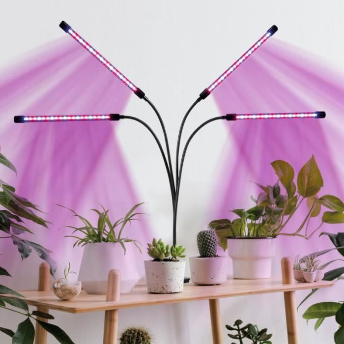 IDMARKET Lampe de croissance 4 têtes 80 LED 3 éclairages pour plantes IDMARKET Lampe de croissance 4 têtes 80 LED 3 éclairages pour plantes