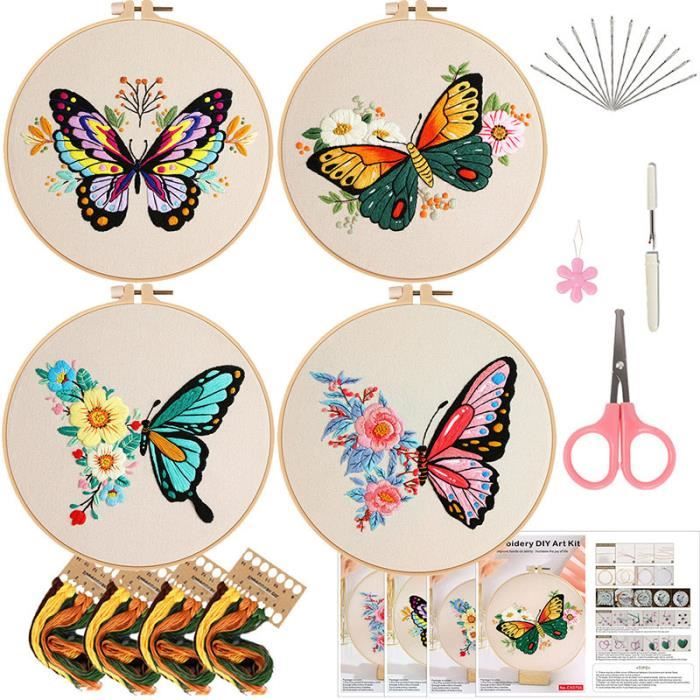 Kit De Broderie Point De Croix Pour Débutants – Fleurs – 30x30cm – Coton – Chine