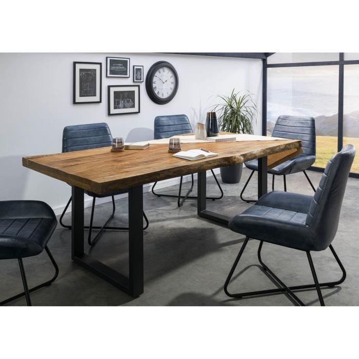 Table à manger - Bois massif de manguier - 180x90 cm - Bois naturel-Anthracite mat - Pieds en U - FREEFORM 5 Table à manger - Bois massif de manguier - 180x90 cm - Bois naturel-Anthracite mat - Pieds en U - FREEFORM 5