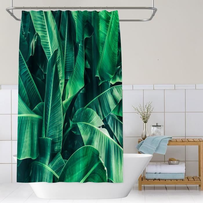 Rideau Extérieur Imperméable Comlax 132x215 Cm - Motif Feuilles Tropicales, UV