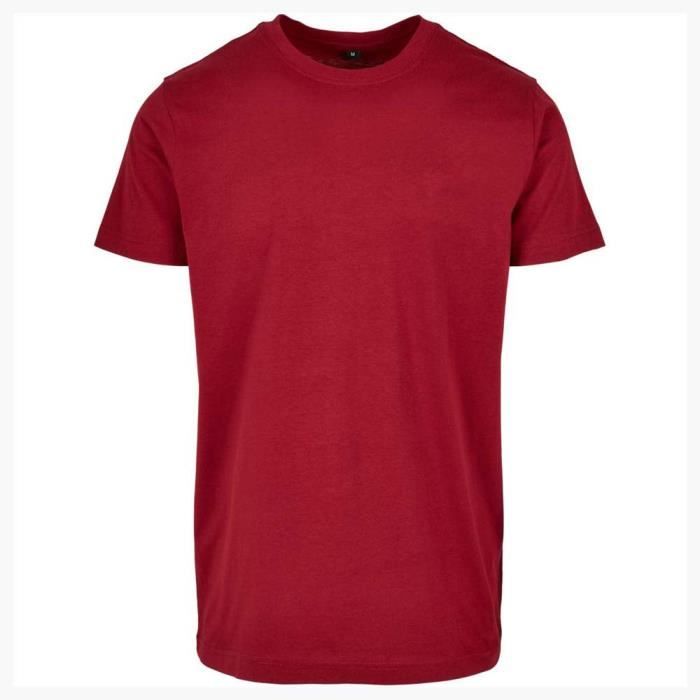 Build Your Brand Basic Round Neck T-Shirt, Burgundy, S Homme
