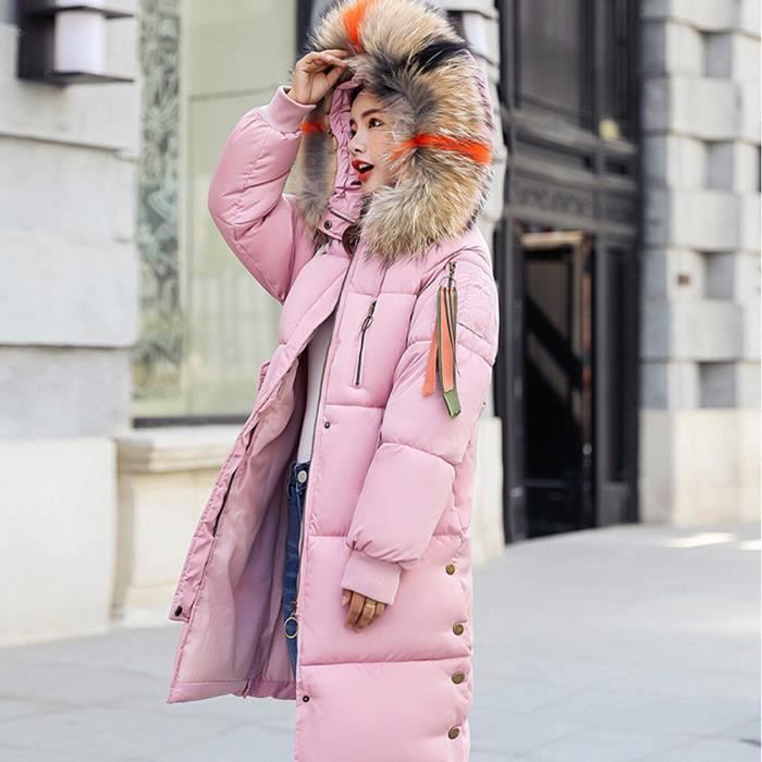 Femmes Long Manteau Rembourré Veste Femme Bordure en fourrure synthétique capuche épais hiver chaud haut Femmes Long Manteau Rembourré Veste Femme Bordure en fourrure synthétique capuche épais hiver chaud haut