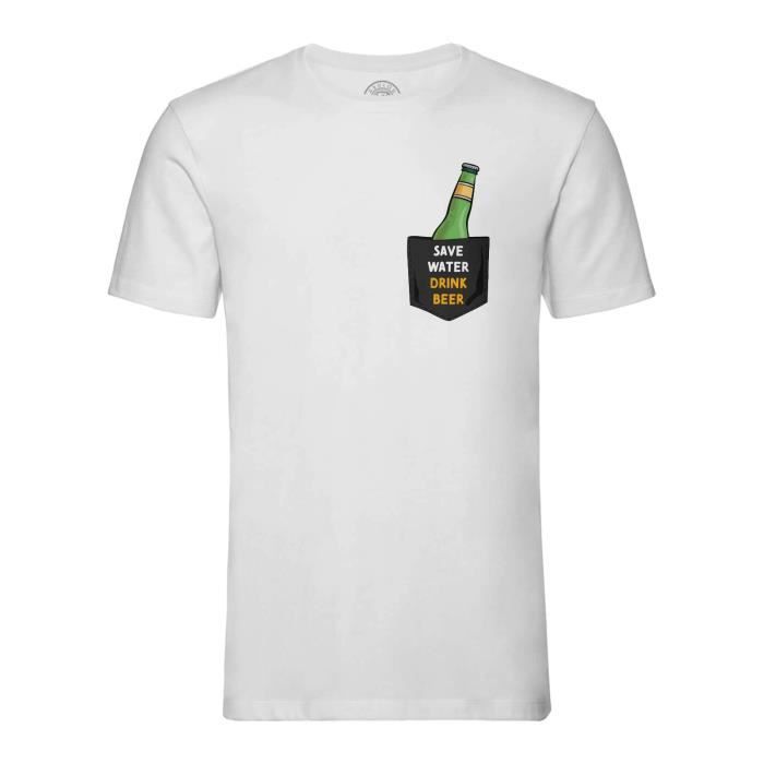 T-shirt Homme Stuff Box 'The Boss Bee' Blanc - Coton, Manches Courtes, Col Rond, Taille Athlétique