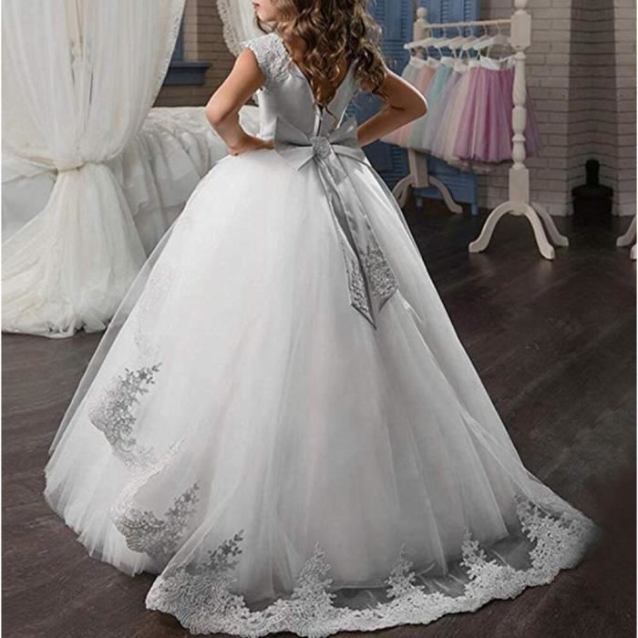 Robe Fille Enfants paillettes volants tulle dentelle mariage princesse demoiselle d honneur communion Blanc kekongji Blanc Cdiscount Pret a Porter