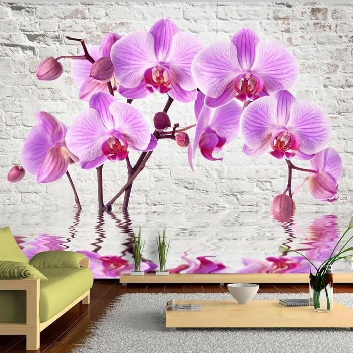 Dark Orchidées Fleurs 3d-Look papier mural autocollant-sticker