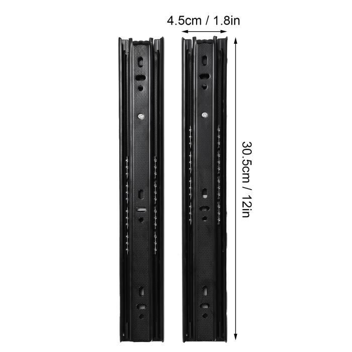 10 paires de glissières de tiroir 3 sections d'extension grand rail de