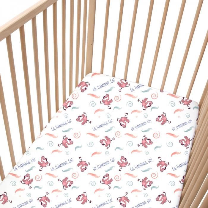 Flamant Drap Housse 60x1 Cm Pati Chou 100 Coton Motif Animaux Pour Lit Bebe Cdiscount Maison