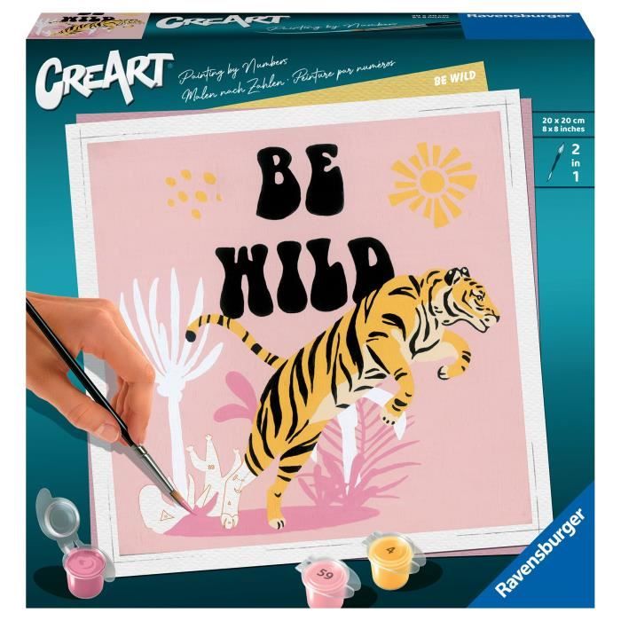 CreArt Be Wild 20x20 cm - Peinture par numéros – Dès 12 ans – Ravensburger - 23665