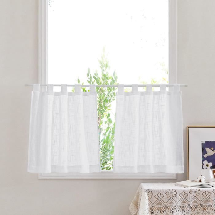 Rideau Court En Voile Transparent - 140 X 80 Cm, Polyester, Pour Cuisine, Salon, Chambre, Style Moderne