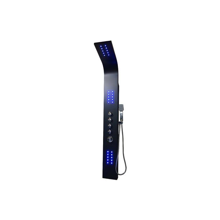 Colonne de douche balnéo thermostatique à leds FELICITA - 20*165cm - Noir