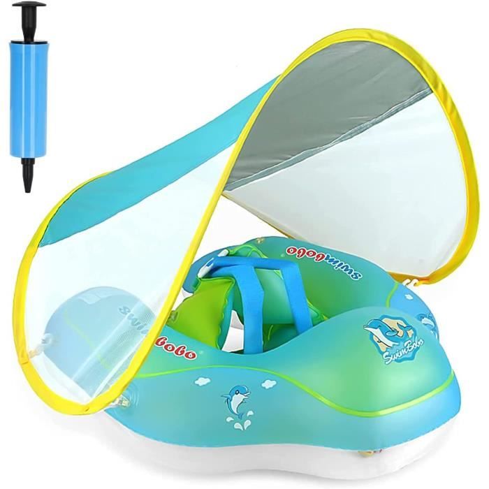 Bouée de natation pour bébé - Pneu de natation gonflable avec toit pare Bouée de natation pour bébé - Pneu de natation gonflable avec toit pare