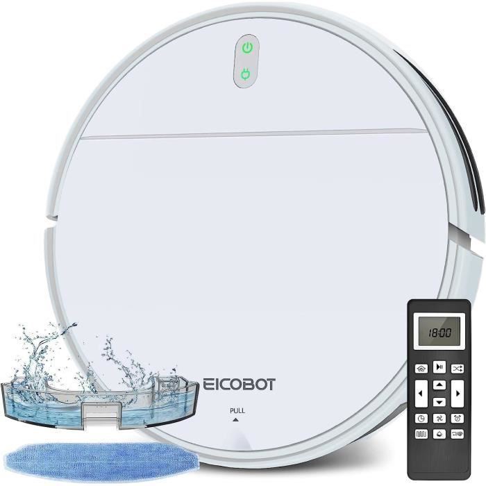Aspirateur Robot EICOBOT Mince Et Silencieux - Aspiration 2300Pa - Autonomie 120min - Auto-Recharge - Pour Poils D'Animaux