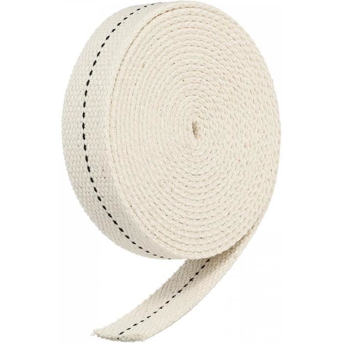 Sourcing Map Coton Huile Lampe Mèche 12mm Plat Large 3 Mètre/10Ft Long Avec Noir Point Pour Huile Lanterne Éclairage, 2 Rouleaux