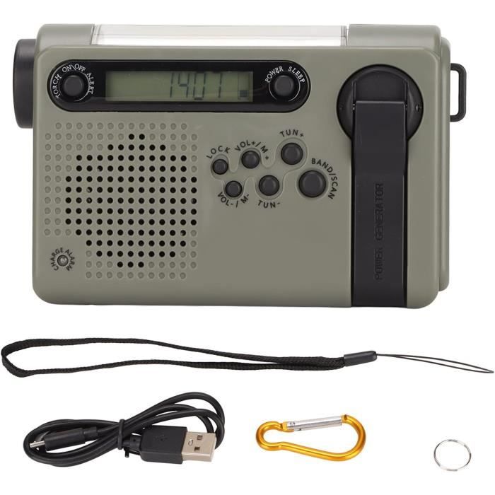 Radio D'urgence Solaire/manivelle 8000mAh - AM/FM, Bluetooth, Lampe Torche, Chargeur Téléphone, SOS