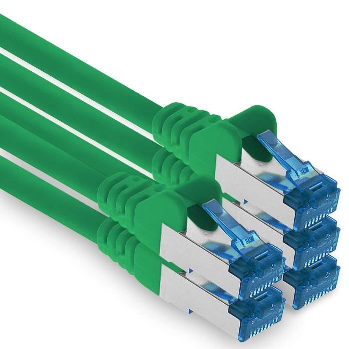 Câble Réseau CAT6a 1,5 M - 10 Couleurs Au Choix - 10 000 Mbit/s - Blindage Double - Compatible Routeur, Box, PC, TV, Console
