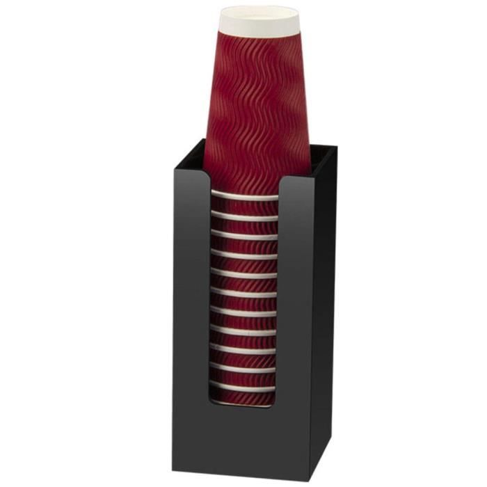 Distributeur Vertical à 6 Emplacements Pour Tasses à Café - Économie D'espace, Bois Noir, 20,3x15,3x13 Cm