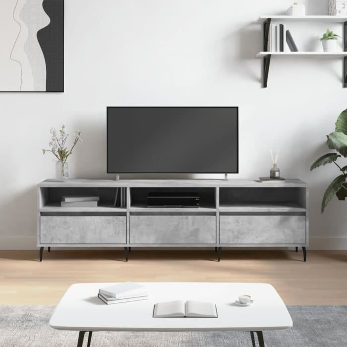 vidaXL Meuble TV gris béton 150x30x44 5 cm bois dingénierie 831296
