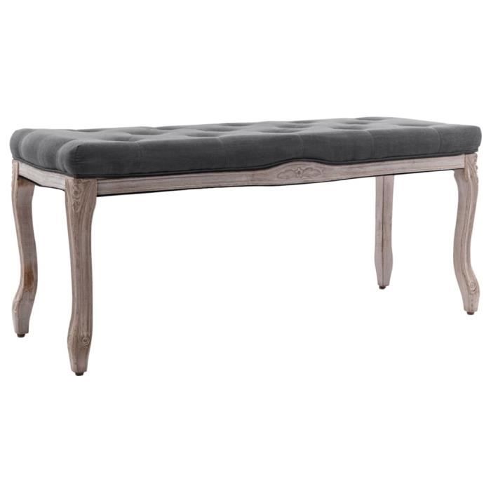 "top" banc coffre jili - design relax - banc salon lin bois solide 110x38x48 cm gris foncé,8,1 kg