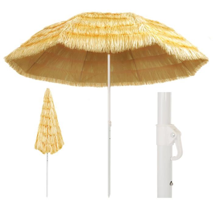 Parasol de plage vidaXL 300 cm Naturel - vue 2