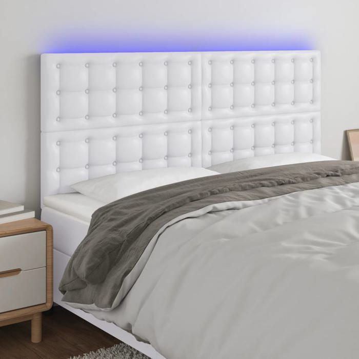 vidaXL Tête de Lit à LED Meuble de Chambre à Coucher Accessoire de Lit Double Tête de Cadre de Lit Intérieur Blanc 3122521