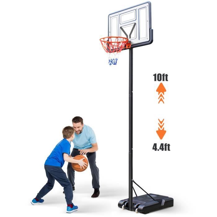 COSTWAY Panier de Basket-Ball sur Pieds avec Hauteur Réglable 245-305cm,  Support de Basket Portable à roulettes avec Sac Sécurisé, Panneau Arrière  de 111 cm, Intérieure & Extérieure : : Sports et Loisirs