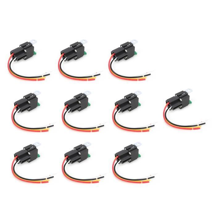 Kit 6 Relais 12V 30A 5 Broches SPST Avec Fusibles Et Fils 14 AWG - Pour Phares, Démarreur, Essuie-glaces (auto)