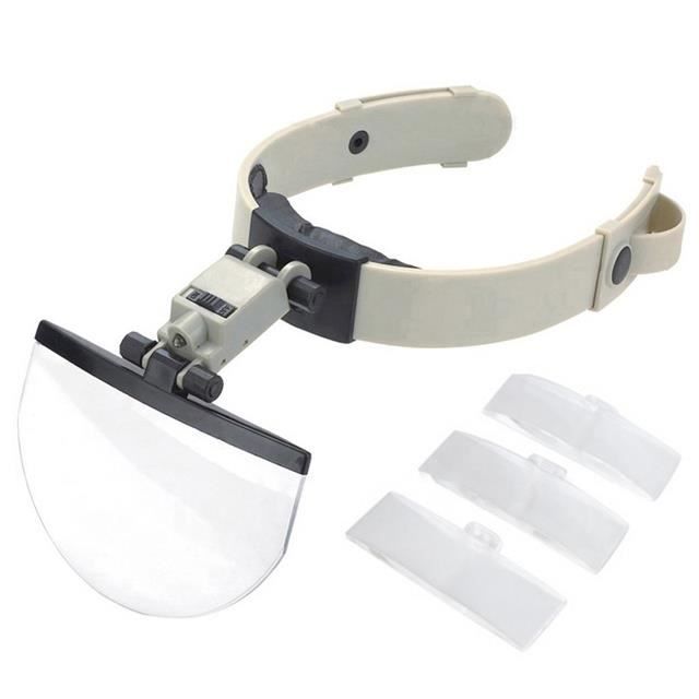 Loupe Frontale LED Avec 4 Lentilles Interchangeables (1,5x à 3,5x) - Pour Bijouterie, Artisanat, Lecture - Montage Tête