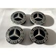 x4 Centre De Roue Cache Moyeu pour Mercedes Logo NOIR new Emblème Jante 75mm-1