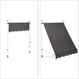 Store banne telescopique de balcon manivelle hauteur reglable resistant uv polyester acier 150 x 120 cm gris-1